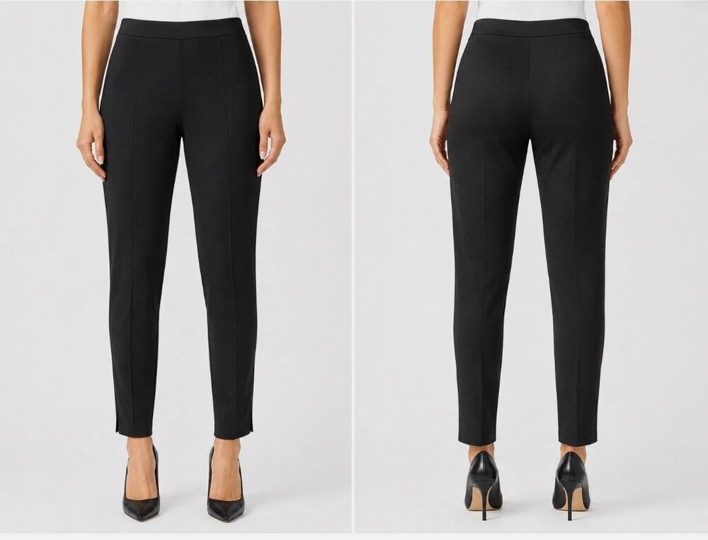 Eileen Fisher Organic Cotton Black Pants Side Zipper Womens S Casual Minimalist